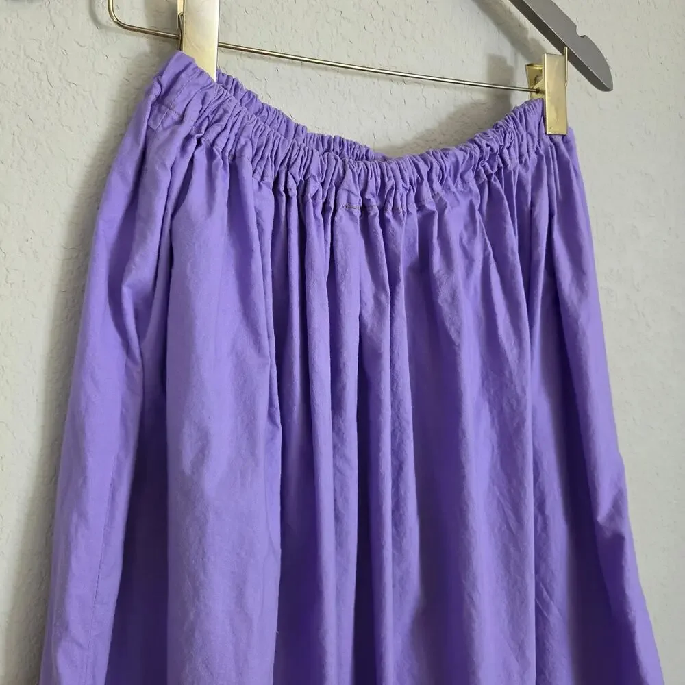 Handmade Purple Lavender Midi Skirt Womens Medium Elastic Waist A-Line Prairie
